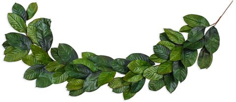 Vita Domi 6ft Magnolia Leaf Garland - 2 Tone Greeen Realistic Fall Garland for Mantle Decorations - Decorative Artificial Faux Magnolia Leaves for Christmas, Thanksgiving, Wedding Décor