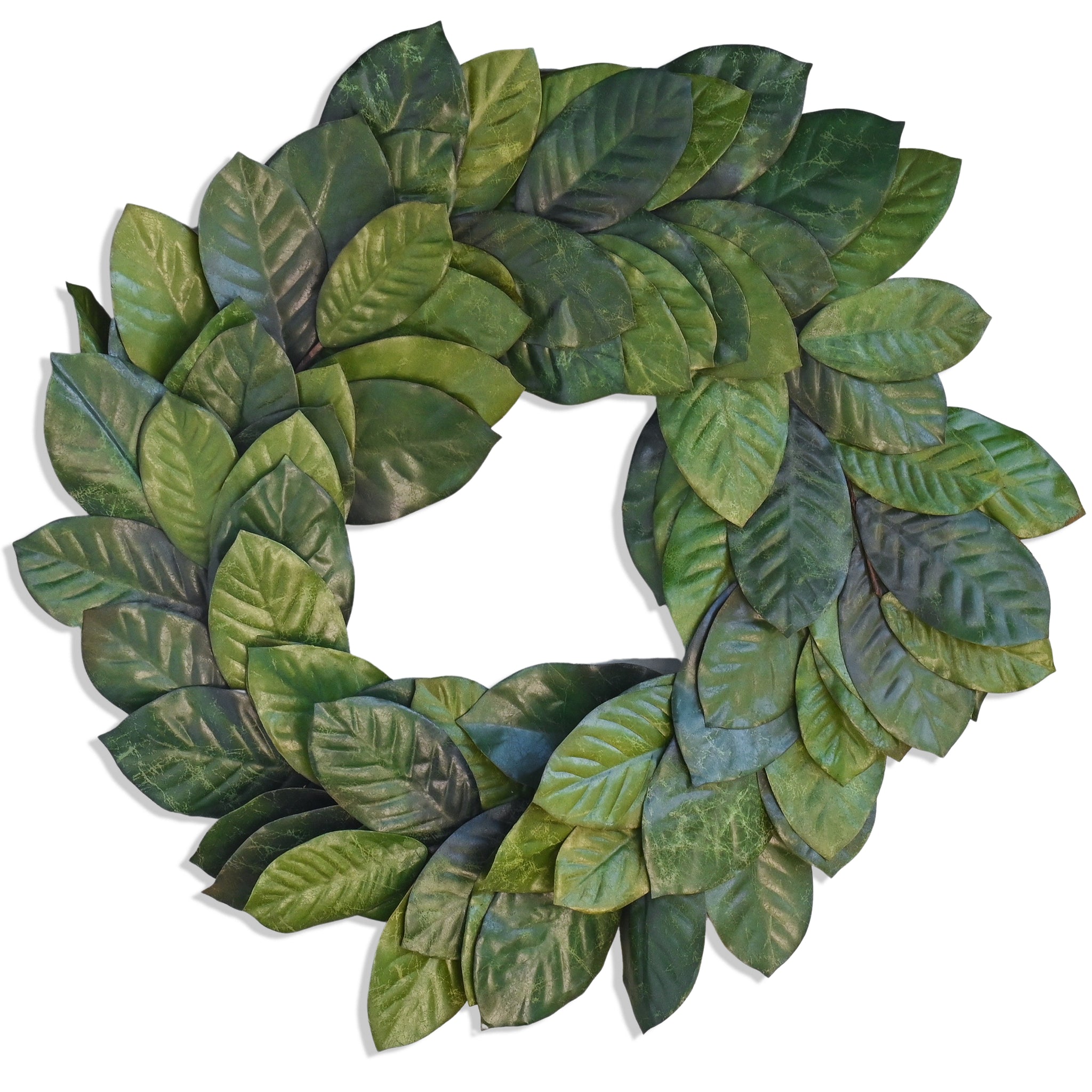 Vita Domi 30" Faux Magnolia Leaf Wreath - 2-Tone Green Artificial Boho Wreaths For Front Door, Kitchen, Home- Polyester, Metal Wire, Tape - Farmhouse Decor for Christmas, Wedding, Baby Shower