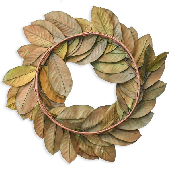 Vita Domi 30" Faux Magnolia Leaf Wreath - 2-Tone Green Artificial Boho Wreaths For Front Door, Kitchen, Home- Polyester, Metal Wire, Tape - Farmhouse Decor for Christmas, Wedding, Baby Shower