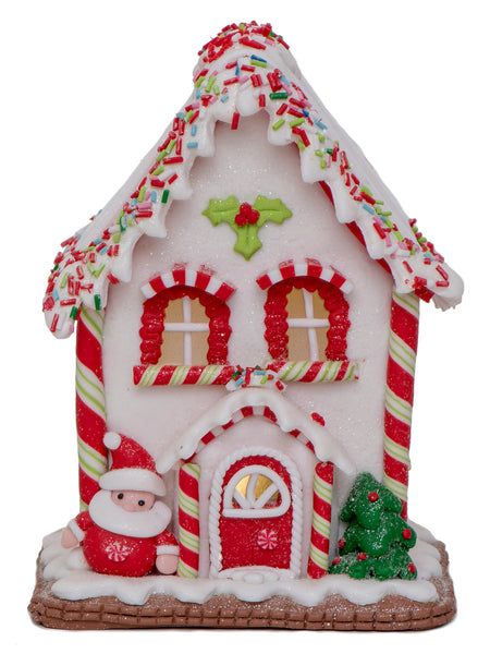 Vita Domi 7.25" Red And White Gingerbread Lighted House With Sprinkles Roof Battery Operated 2 Assorted Set (VTD-RZ-4016097-2AS)