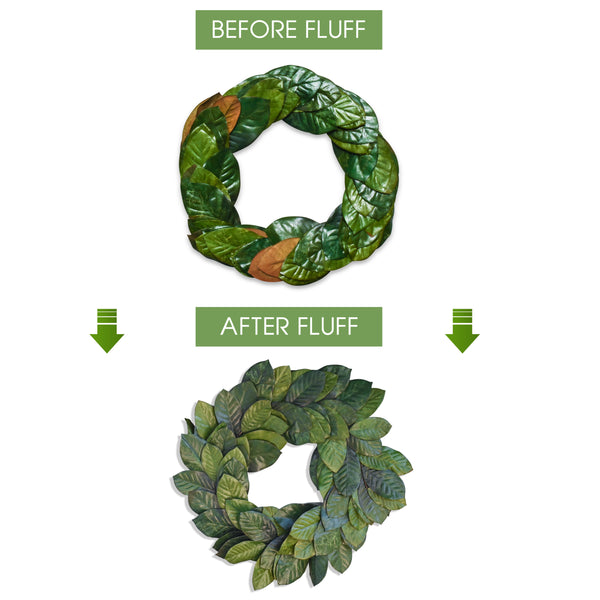 Vita Domi 30" Faux Magnolia Leaf Wreath - 2-Tone Green Artificial Boho Wreaths For Front Door, Kitchen, Home- Polyester, Metal Wire, Tape - Farmhouse Decor for Christmas, Wedding, Baby Shower