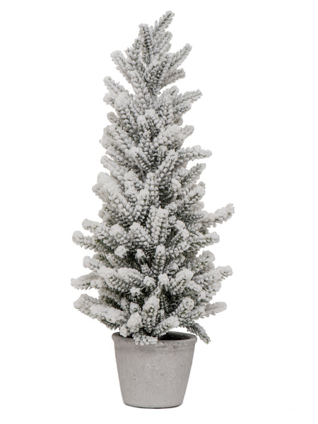 Vita Domi 18" To 13" Winter Snowy Pine Decorative HolidayTrees In Galvanized Pots Set Of 2 (VTD-RZ-3710362)