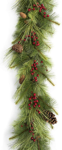 Vita Domi 6 ft Long Needle Pine Garland Realistic, Christmas Garland Mantle , Christmas Greenery Garland, Faux Green Garland Christmas, Holiday Garland, Evergreen Garland, Fireplace Garland Christmas