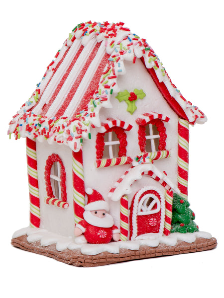 Vita Domi 7.25" Red And White Gingerbread Lighted House With Sprinkles Roof Battery Operated 2 Assorted Set (VTD-RZ-4016097-2AS)