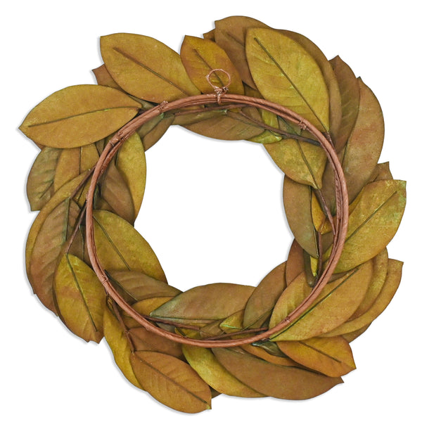 Vita Domi 24" Faux Magnolia Leaf Wreath - 2-Tone Green Artificial Boho Wreaths For Front Door, Kitchen, Home- Polyester, Metal Wire, Tape - Farmhouse Decor for Christmas, Wedding, Baby Shower