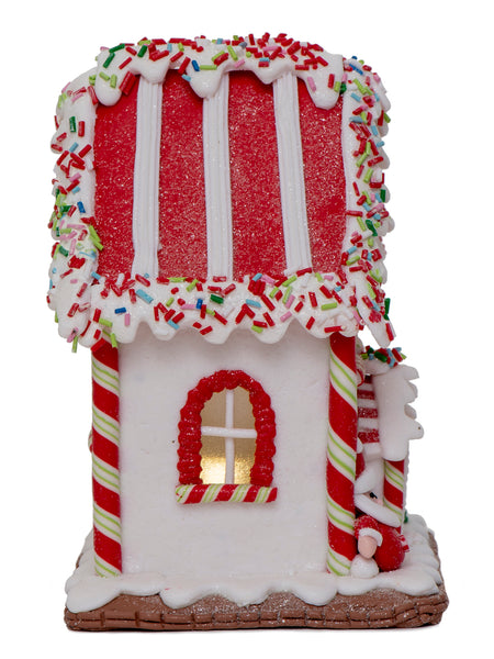 Vita Domi 7.25" Red And White Gingerbread Lighted House With Sprinkles Roof Battery Operated 2 Assorted Set (VTD-RZ-4016097-2AS)