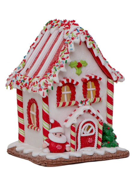 Vita Domi 7.25" Red And White Gingerbread Lighted House With Sprinkles Roof Battery Operated 2 Assorted Set (VTD-RZ-4016097-2AS)