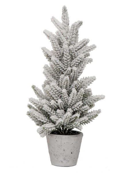 Vita Domi 18" To 13" Winter Snowy Pine Decorative HolidayTrees In Galvanized Pots Set Of 2 (VTD-RZ-3710362)