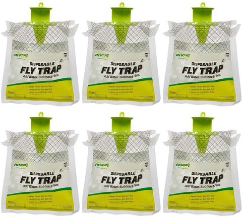 RESCUE! Outdoor Disposable Hanging Fly Trap - 6 Traps